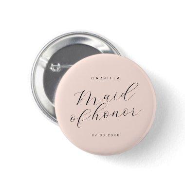 Minimal modern pink custom maid of honor button