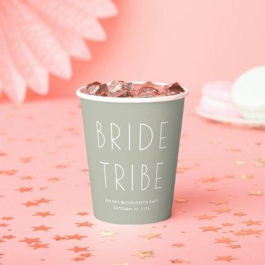 Minimal Modern Sage Green Bride Tribe Bachelorette Paper Cups