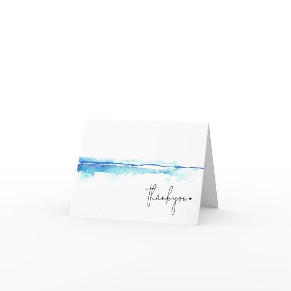 Minimal Modern Watercolor Blue  Thank You