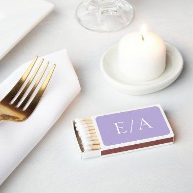 Minimal Monogram Digital Lavender Purple Wedding Matchboxes