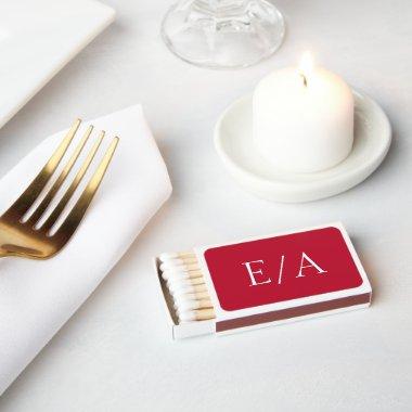 Minimal Monogram Elegant Classic Red Wedding Matchboxes