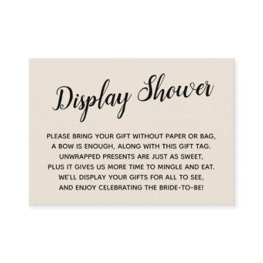 Minimal Natural Cream No Wrap Bridal Shower Gift Enclosure Invitations