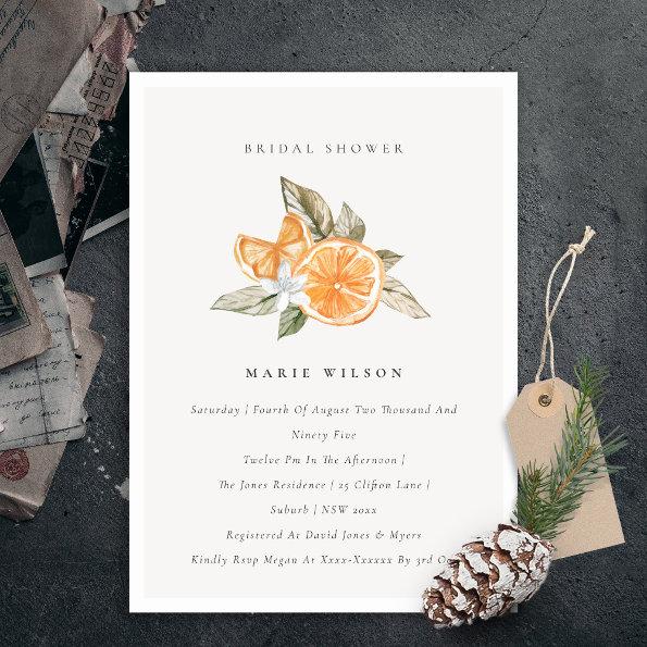 Minimal Orange Botanical Bridal Shower Invite