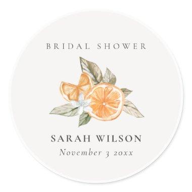 Minimal Orange Botanical Leafy Boho  Classic Round Sticker