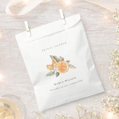 Minimal Orange Botanical Leafy Boho Bridal Shower Favor Bag