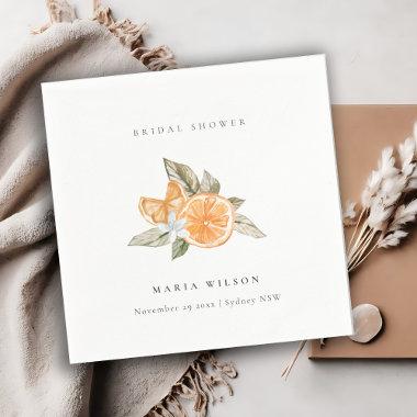 Minimal Orange Botanical Leafy Boho Bridal Shower Napkins