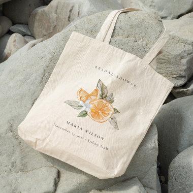 Minimal Orange Botanical Leafy Boho Bridal Shower Tote Bag