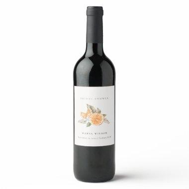 Minimal Orange Botanical Leafy Boho  Wine Label