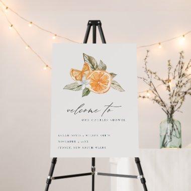 Minimal Orange Foliage Boho Couples Shower Welcome Foam Board