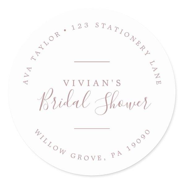 Minimal Rose  Circular Return Address Classic Round Sticker
