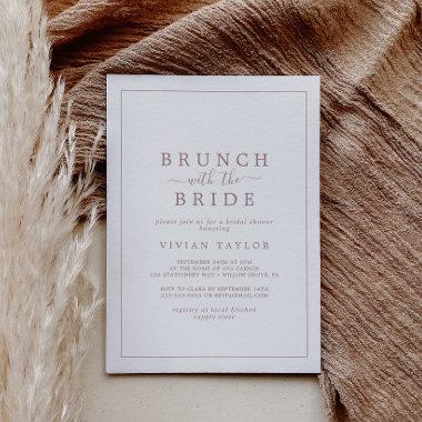 Minimal Rose Gold Brunch with Bride Bridal Shower Invitations