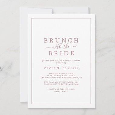 Minimal Rose Gold Brunch with Bride Bridal Shower Invitations