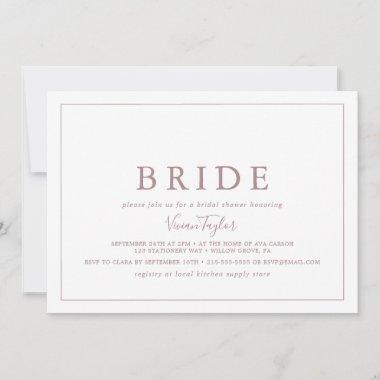 Minimal Rose Gold Horizontal Bride Bridal Shower Invitations