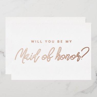 Minimal rose gold will you be my maid of honor foil