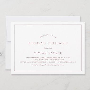 Minimal Rose Typography Horizontal Bridal Shower Invitations
