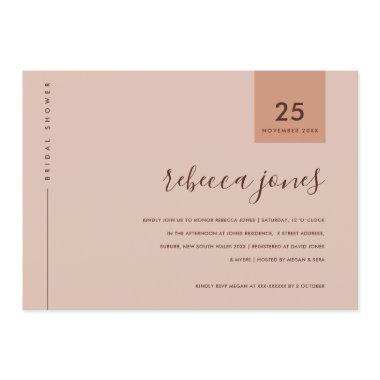 MINIMAL RUST PINK PEACH TYPOGRAPHY BRIDAL SHOWER Invitations