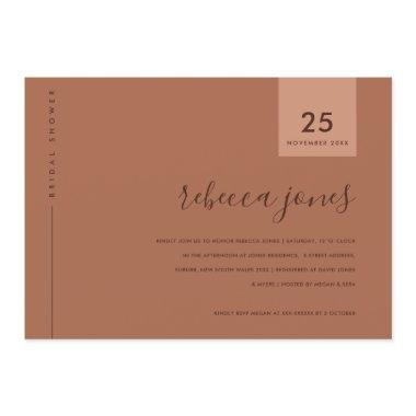 MINIMAL RUST TERRACOTTA TYPOGRAPHY BRIDAL SHOWER Invitations