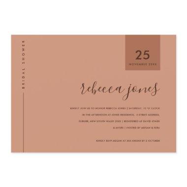 MINIMAL RUST TERRACOTTA TYPOGRAPHY BRIDAL SHOWER Invitations