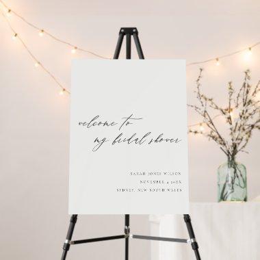 Minimal Script Black White Bridal Shower Welcome Foam Board