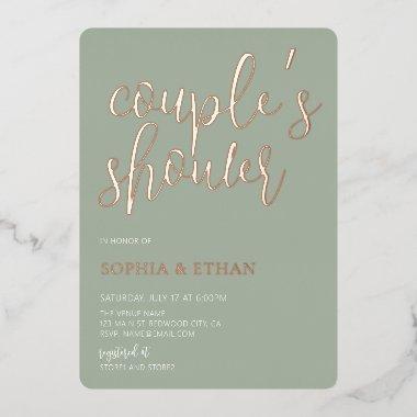 Minimal Script Sage Green Couples Shower Foil