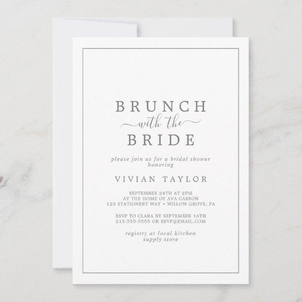 Minimal Silver Brunch with the Bride Bridal Shower Invitations