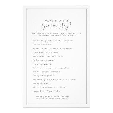 Minimal Silver What Did the Groom Say Shower Game Flyer