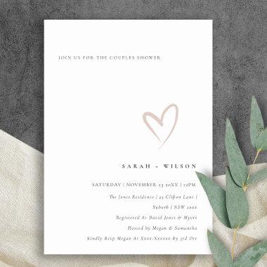 Minimal Simple Blush Heart Couples Shower Invite