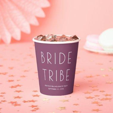 Minimal Simple Purple Bride Tribe Bachelorette Paper Cups