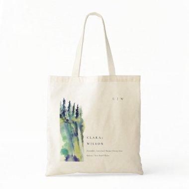 Minimal Soft Pine Tree Mountain Landscape Wedding Tote Bag