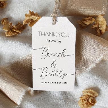 Minimal Text Script Brunch and Bubbly Gift Tags