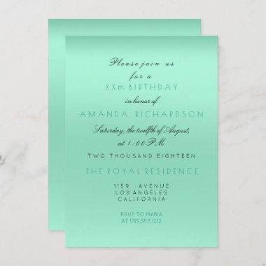 Minimal Tiffany Mint Green Bridal Shower Birthday Invitations