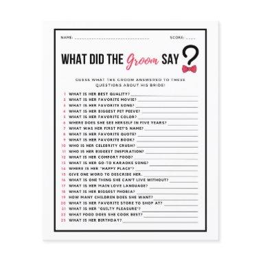 Minimal What Did the Groom Say  Game Flyer
