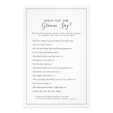 Minimal What Did the Groom Say Bridal Shower Game Flyer