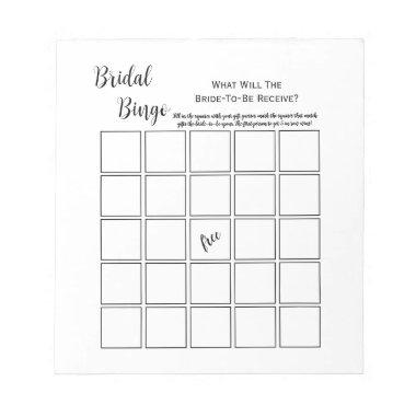 Minimal White Bridal Shower Bingo Party Game Notepad