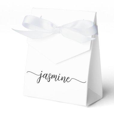 Minimal White Girly Monogram Name Script Favor Boxes