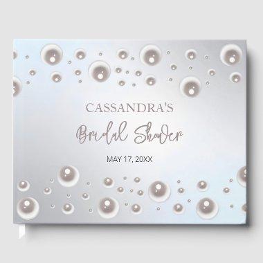 Minimal White Pearl Silver  Guest Book