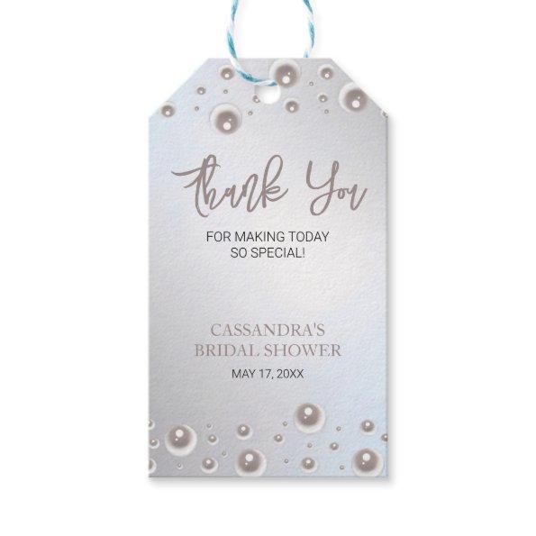 Minimal White Pearl Silver  Thank You Gift Tags