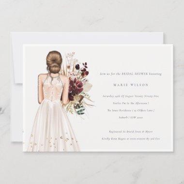 Minimal White Wedding Gown Bridal Shower Invite