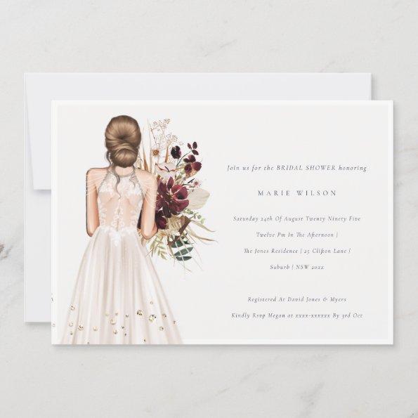 Minimal White Wedding Gown Bridal Shower Invite