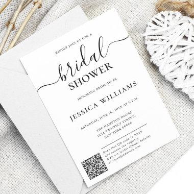 Minimalist and Modern With QR Code Bridal Shower Invitations