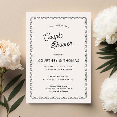 Minimalist and simple scalloped couple shower Invitations