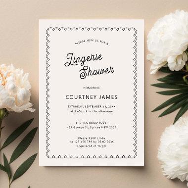 Minimalist and simple scalloped lingerie shower Invitations