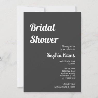 Minimalist and Simple Shadow Gray Bridal Shower Invitations