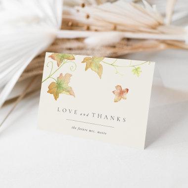 Minimalist Autumn Leaves Bridal Shower Thank You Invitations