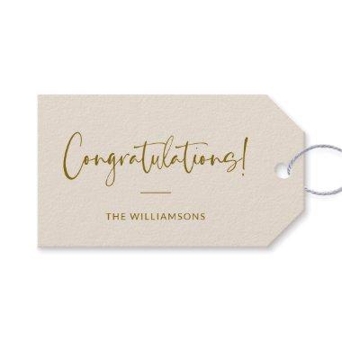Minimalist Beige Personalized Congratulations Gift Tags