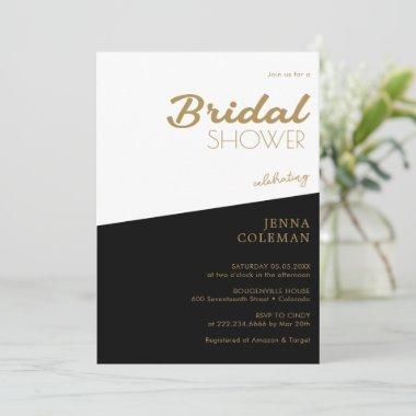 Minimalist Black and Gold Bridal Shower - Elegant Invitations