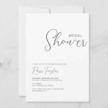 Minimalist Black And White Bridal Shower Invitations