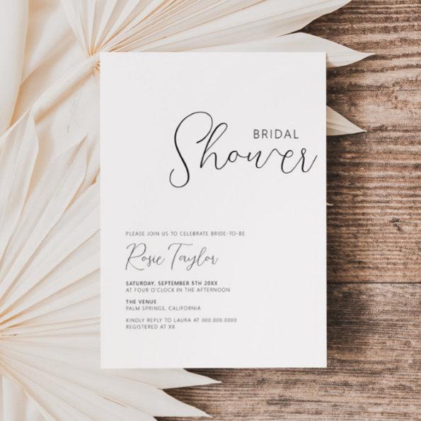 Minimalist Black And White Bridal Shower Invitations