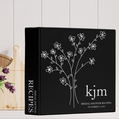 Minimalist Black and White  Recipe 3 Ring Binder