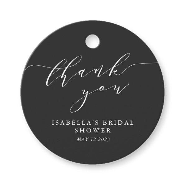 Minimalist Black and White Bridal Shower Thank You Favor Tags